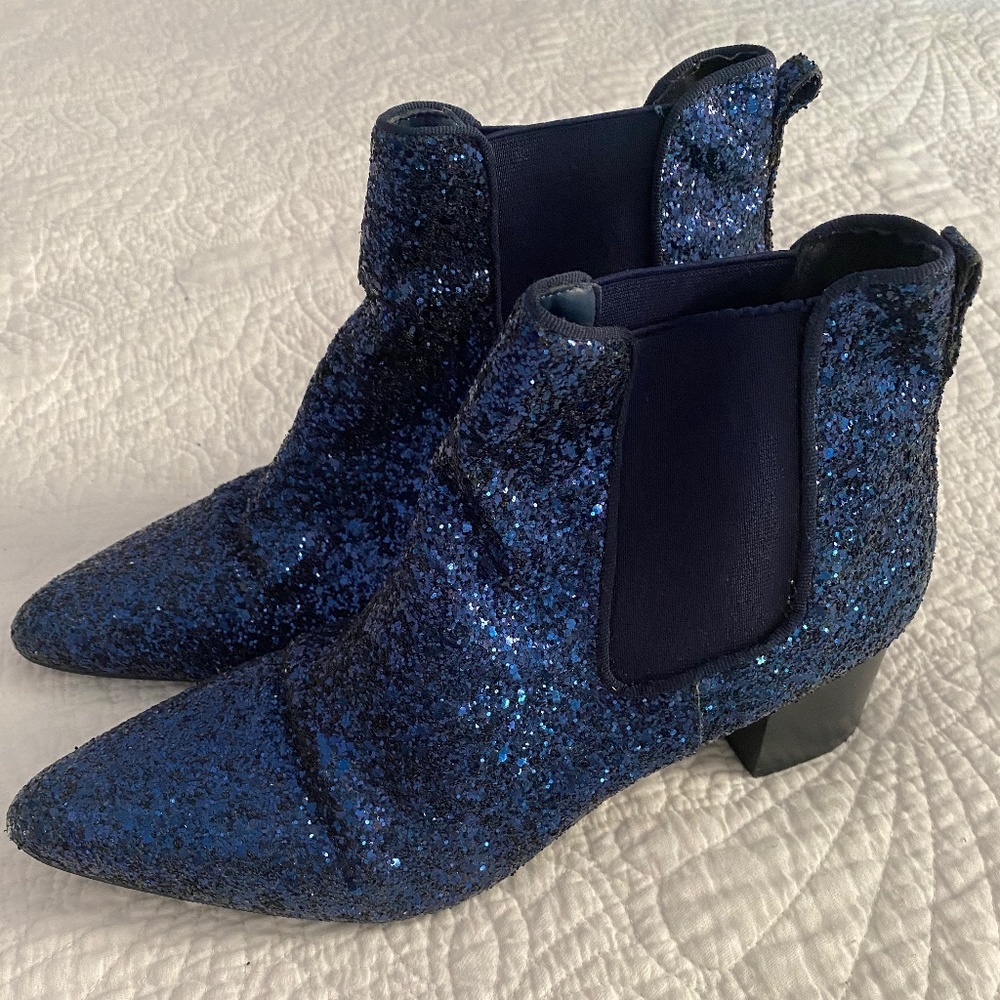 Dark Blue Glitter Booties